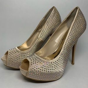 Jennifer Lopez JL Rhinestone peep toe high heels